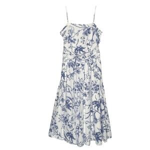 Loft Bird Toile Strappy Midi Pocket Dress 8 NEW Blue White Travel Wedding Guest